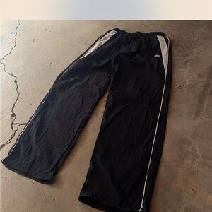 Black Track Pants with White Stripes